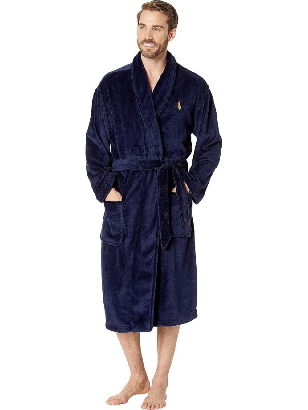 Polo Ralph Lauren Men's Plush  Robe - Cruise Navy